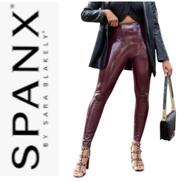 - SPANXshape Faux Leather patent leggings- size M - Picture 1 of 16